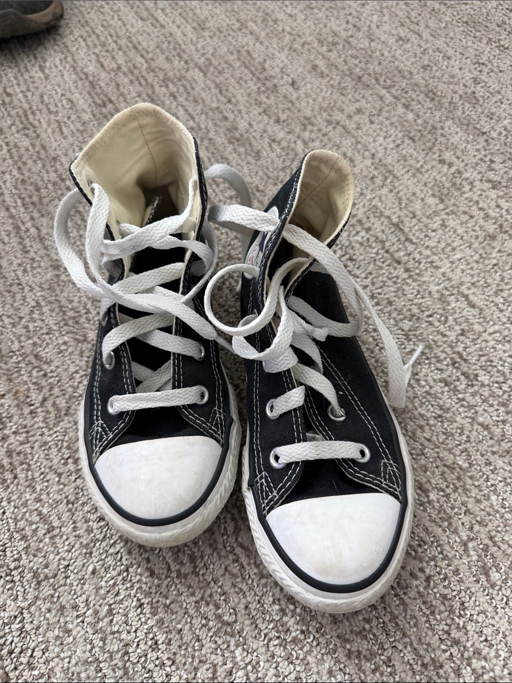 Kids Black High-Top Converse Sneakers with White Accents